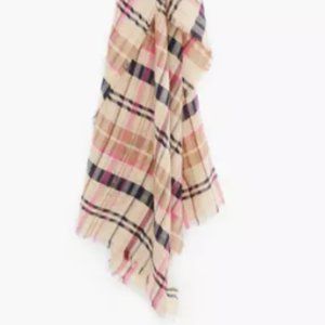 Frayed Plaid Scarf w/ FREE Make-Up Bag